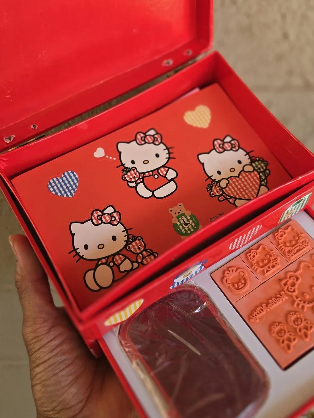 1990's NEW vintage SANRIO Hello Kitty double-tiered stamps, stickers, paper